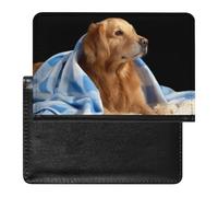 NYKVTG Passport Holder Golden Retriever Dog Passport Wallet Pu Leather Passport Cover for Women Men