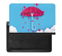 NYKVTG Passport Holder Love Red Umbrella Passport Wallet Pu Leather Passport Cover for Women Men