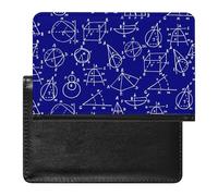 NYKVTG Passport Holder Math Art Blue Passport Wallet Pu Leather Passport Cover for Women Men