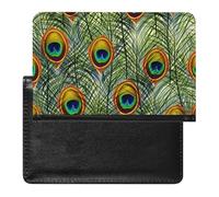 NYKVTG Passport Holder Peacock Feather Passport Cover Case Waterproof Travel Wallet for Women Men