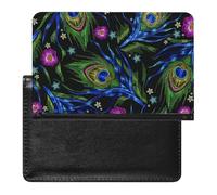 NYKVTG Passport Holder Peacock Feather Passport Wallet Pu Leather Passport Cover for Women Men