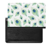 NYKVTG Passport Holder Peacock Feather Passport Wallet Pu Leather Passport Cover for Women Men