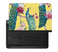NYKVTG Passport Holder Peacock Flowers Passport Wallet Pu Leather Passport Cover for Women Men