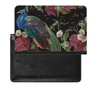 NYKVTG Passport Holder Peacock Flowers Passport Wallet Pu Leather Passport Cover for Women Men