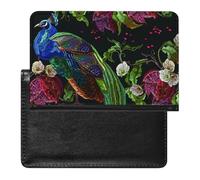 NYKVTG Passport Holder Peacock Flowers Passport Wallet Pu Leather Passport Cover for Women Men