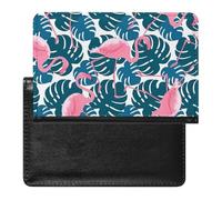 NYKVTG Passport Holder Pink Flamingos Leaf Passport Cover Case Waterproof Travel Wallet for Women Men