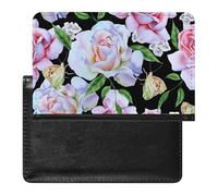 NYKVTG Passport Holder Pink Flowers Passport Wallet Pu Leather Passport Cover for Women Men