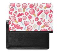 NYKVTG Passport Holder Pink Heart Candy Passport Cover Case Waterproof Travel Wallet for Women Men