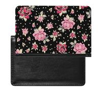 NYKVTG Passport Holder Pink Red Flower Passport Wallet Pu Leather Passport Cover for Women Men