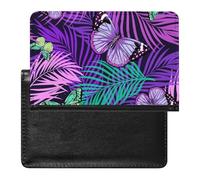 NYKVTG Passport Holder Purple Butterfly Passport Cover Case Waterproof Travel Wallet for Women Men