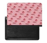 NYKVTG Passport Holder Red Flower Cute Passport Wallet Pu Leather Passport Cover for Women Men