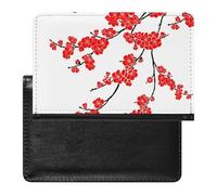NYKVTG Passport Holder Red Flower Passport Wallet Pu Leather Passport Cover for Women Men