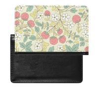 NYKVTG Passport Holder Red Fruit Flower Passport Wallet Pu Leather Passport Cover for Women Men
