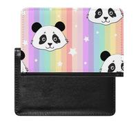 NYKVTG Passport Holder Star Rainbow Panda Passport Wallet Pu Leather Passport Cover for Women Men