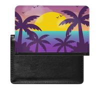 NYKVTG Passport Holder Tropical Sunset Passport Wallet Pu Leather Passport Cover for Women Men