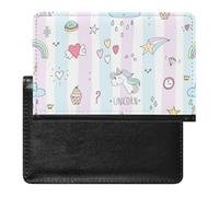 NYKVTG Passport Holder Unicorn Strawberry Passport Wallet Pu Leather Passport Cover for Women Men