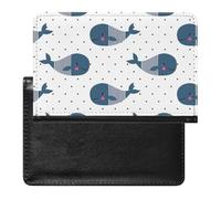 NYKVTG Passport Holder Whale Blue Passport Wallet Pu Leather Passport Cover for Women Men