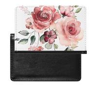 NYKVTG Passport Holder White Red Flower Passport Cover Case Waterproof Travel Wallet for Women Men