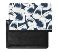 NYKVTG Passport Holder White Shark Passport Wallet Pu Leather Passport Cover for Women Men