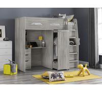 Nyla Highsleeper Desk Bed Frame Single Grey Oak Effect