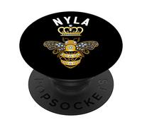 Nyla Name Nyla Birthday Gifts Queen Crown Bee Nyla PopSockets Swappable PopGrip