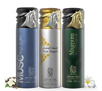 Nylaa Perfume Deodorant Body Spray 200ml - Aerosol Men and Women - Body Mist Fragrance Non-Staining - Extra Long Lasting Arabic Perfume Oud Floral Vanilla Fresh Scents- Pack of 3 (Soft & Musky)