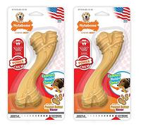 Nylabone Extreme Tough Dog Chew Toy Curvy Bone, Cleans Teeth, Peanut Butter Flavour, Large, for Dogs Up to 23 kg