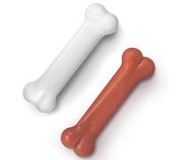 Nylabone 2 x Dura Chew Extreme Tough Dog Chew Toy Bones, 1 Bacon & 1 Chicken, Medium, For Dogs Up To 16 kg,White/Brown