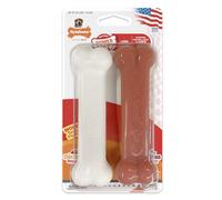 Nylabone 2 x Dura Chew Extreme Tough Dog Chew Toy Bones, 1 Bacon & 1 Chicken, Medium, For Dogs Up To 16 kg,White/Brown
