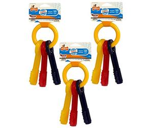 Nylabone (3 Pack) Just For Puppies Key Ring Bone Puppy Dog Teething Chew Toys - Size Medium