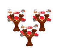 Nylabone 3 Pack of Power Chew Wishbone Chew Dog Toys Regular Bison Flavor