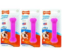 Nylabone (3 Pack) Puppy Bone Chicken Petite Pink | Nylon Teething Toy for Dogs
