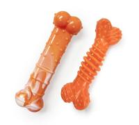 Nylabone 70th Birthday Textured Bone & Groove Bone Power Chew Toys for Dogs, Tough Dog Toys for Aggressive Chewers, Chicken & Peanut Butter Flavor, Small Dogs - Up to 25 lbs, 2 Pack