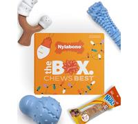 Nylabone Dog Gift Box Includes 3 Rubber Strong Chew Toys and 1 Natural Treat Gifts for Dogs Large - Up to 50 lbs 4 Pack