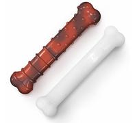 Nylabone Durable Power Dental Dog Chew Toys, Twin Pack, Beef Jerky & Chicken Flavour, Large, for Dogs up to 23kg (2 Count)