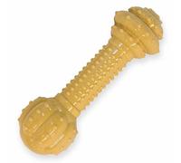 Nylabone Extreme Tough Dog Chew Toy Barbell Bone, Allergen-Free Peanut Butter Flavour, Large, for Dogs Up to 23 kg