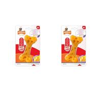 Nylabone Extreme Tough Dog Chew Toy Cheese Bone, Durable, Cleans Teeth, Cheese Flavour, Medium, for Dogs Up to 16 kg (Pack of 2)