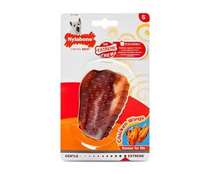 Nylabone Extreme Tough Dog Chew Toy Chicken Wing Alternative, Mess-Free, Chicken Flavour, Small, for Dogs Upto 11 kg