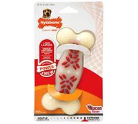 Nylabone Extreme Tough Dog Chew Toy Dura Plus, Ridges & Nubs Help Clean Teeth, Bacon Flavour, M, for Dogs Up to 16 kg, White/Pink