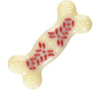 Nylabone Extreme Tough Dog Chew Toy Dura Plus, Ridges & Nubs Help Clean Teeth, Bacon Flavour,White/Pink, L, for Dogs Up to 23 kg