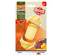 Nylabone Extreme Tough Dog Chew Toy Rawhide Knot Alternative, Mess-Free, Bacon & Cheese Flavour, M, for Dogs Upto 16 kg, for Large Breeds