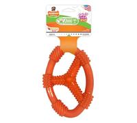 Nylabone Flexi Chew Oval Dog Ring - Textured Dog Ring Toy for Moderate & Gentle Chewers - Chicken Flavor, Wolf/Medium (1 Count)