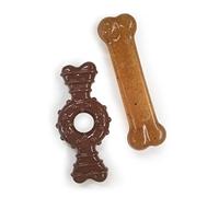 Nylabone Gentle Puppy Dog Teething Flexi Ring and Bone Petite, Chicken Flavour, Extra Small, for Puppies Up to 7 kg (Twin Pack)