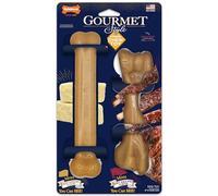 Nylabone Gourmet Style Strong Chew Toy Bundle, Toys for Dogs, Baby Back Ribs & Aged Cheddar Flavor, Large - Up to 50 lbs, 2 Pack