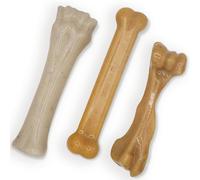 Nylabone Gourmet Style Strong Chew Toy Bundle Toys for Dogs Baby Back Ribs & Aged Cheddar Flavor Large - Up to 50 lbs 3 Pack
