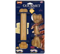 Nylabone Gourmet Style Strong Chew Toy Bundle Toys for Dogs Baby Back Ribs & Aged Cheddar Flavor Large - Up to 50 lbs 2 Pack