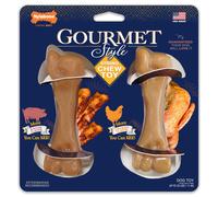 Nylabone Gourmet Style Strong Chew Toy Bundle Toys for Dogs Bacon & Chicken Flavor Small - Up to 25 lbs 2 Pack