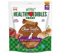 Nylabone Healthy Edibles All-Natural Long Lasting Roast Beef and Chicken Flavor Chew Treats 48 Count Petite - Up to 15 lbs.