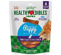 Nylabone Healthy Edibles Natural Puppy Treats - Long-Lasting Dog Treats - Puppy Supplies - Turkey & Sweet Potato Flavor, S/Regular (8 Count)
