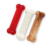 Nylabone Holiday Edition Puppy Starter Kit, 2 Teething Toys and 1 Natural Treat for Puppies, Chicken & Bacon Flavor, Small - Up to 25 lbs, 3 Pack